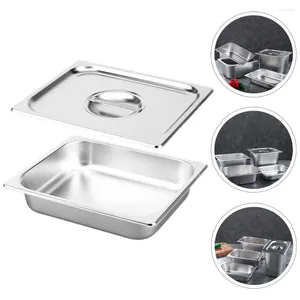 Plates Stainless Steel Buffet Pan Rectangle Tray Dinner Serving Container With Lid(39L)