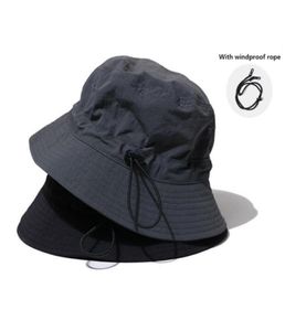 Berets Quickdry sznurka rybakowy kapelusz kubełkowy dla kobiet mężczyzn łowiący płaski czapkę Bob Panama Summer Designer Sun Hats Hip Hop Haraju1438019