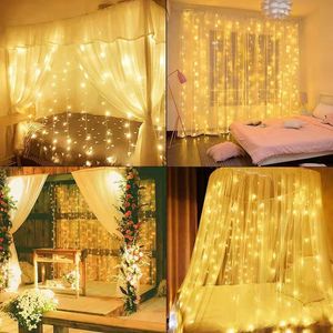 3*3 metros luzes de decoração de festa controle remoto usb fio de cobre cortina luz led corda de luz natal feriado quarto cortina decoração estrela luz