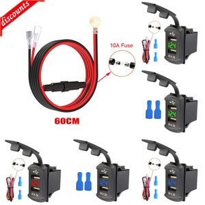 Nuevo Otros productos electrónicos para automóviles 4.2A Cargador de enchufe de coche USB dual 12-24 V Voltímetro LED Accesorios de coche Adaptador de corriente para Toyota Carga rápida para teléfono móvil