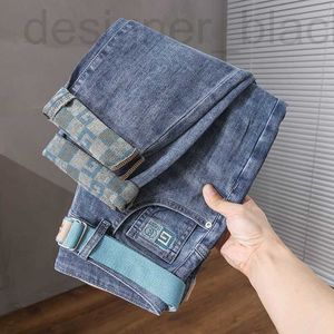 Mäns jeans designer jeans high end för mäns nya sommar tunna elastiska smala passar liten fot trend mode mångsidiga beskuren byxor 3ese