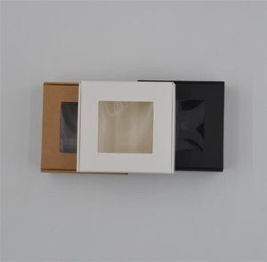 100 st hela pappers presentlåda Black Kraft Paper Packaging Boxhandmased Soap Box med WindowWhite Craft Candy Boxes 4 Size8860159