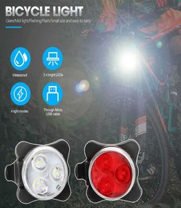 USB Rechargeable Cycling Bicycle Light Mountain Bike Super Light Charging Taillight Outdoor Headlight Front Tail Clip Light Lamp8186488