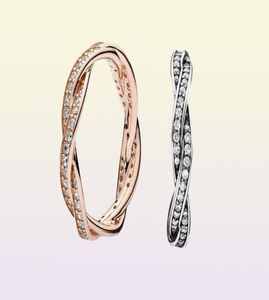 925 Sterling Silver Twist Of Fate Stackable Ring Set Original Box for Women Wedding CZ Diamond 18K Rose Gold Ring9463699