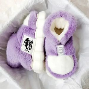 Sandal Cotton Slippers Winter Warm Shoes Plush Lining Indoor Couple Slides Platform High Top Snow Boots Female Male Home Slipper 231212