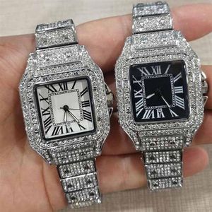 2021高品質の男性の女性は、フルダイヤモンドアイスアウトストラップデザイナーウォッチクォーツ運動カップル愛好家時計腕時計33m331aを見る