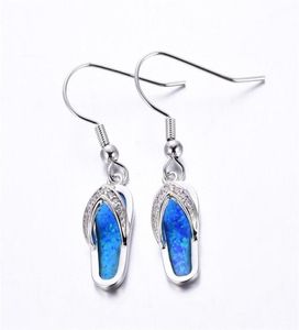 Cute Slipper White Blue Fire Opal 925 Sterling Silver Earrings Fashion Women Zircon Wedding Party Pendant Earrings5505078