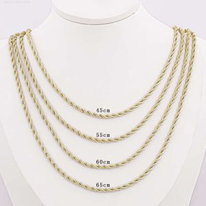 Fashion 14K gold copper link rope chain gold plated hip hop chunky rope necklace chain 22'' 24'' 26'' twist 3mm rope chain women