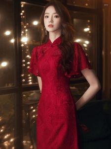 Ethnische Kleidung, bestickte Spitze, Cheongsam, Damenmode, sexy Rock, verbessertes Kleid, chinesische Braut, Rücken-Toast-Service, Qipao