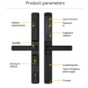 Dörrlås vattentät tuya wifi fingeravtryck rund handtag elektron smart glidkort kodlås för aluminium glas tryck drag 231212