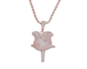 Fashione Diamonds Pendant Halsband för män Kvinnor Flower Necklace Western Real Gold Plated Copper Zircon Luxury Jewelry Gift för 9496277