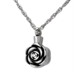 Cremation Jewelry Rose Urn Necklace For Ashes Keepsake Memorial Pendant Locket Rostfritt stål Vattentät Remembrance Halsband24789783432