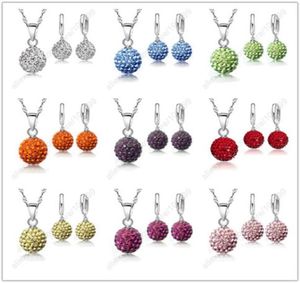 Nya smyckesuppsättningar 925 Sterling Silver Pendant Österrikisk Crystal Pave Disco Ball Spake Back Earring Pendant Halsband Woman3083518