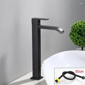 Rubinetti per lavandino del bagno Rubinetto classico singolo per lavabo freddo nero Rubinetto in acciaio inossidabile 304 con tubo flessibile per vasca da bagno domestica CUCINA