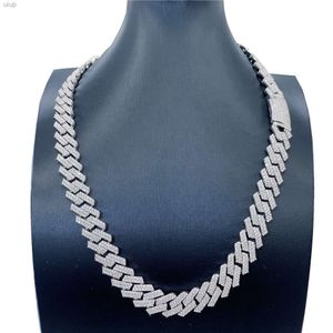 Hip Hop Fine Jewelry Iced Out 13mm Bredd S925 Guldplätering VVS Moissanite Diamond Cuban Link Chain