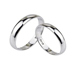 925 Sterling Silver Smooth Simple Par Rings Solid Wedding Band Rings Fashion Jewelry for Women Men5101388