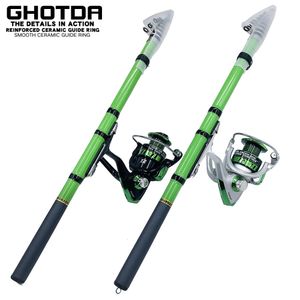 Fishing Accessories 1.5m 3 m Spinning Combo 4 5 6 7 8 9 10 Section UltraLight Carbon Fiber Rod and 5.5 1 Gear Ratio Reel Kit 231212