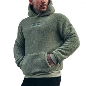 Men's Hoodies Imitation Lambswool Sweatshirt Winter Plush Warm Cashmere Sweatshirts With Letter For Comfort