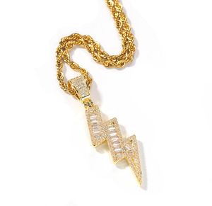 Hip Hop Men039s Zircon Diamante Pingente Misto Quadrado Ice Out Strass Colar De Cristal Relâmpago Pendant3284035