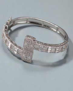 14K Gold Plated Diamond Baguette Bangle Armband Öppningsstorlek Cubic Zirconia Hiphop smycken för män Kvinnor Gift2257987