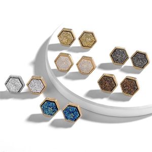 Orecchini femminili in pietra naturale di cristallo di diamante geometrico in lega di resina gioielli da donna in acciaio inossidabile geometrico con zirconi cubici336p