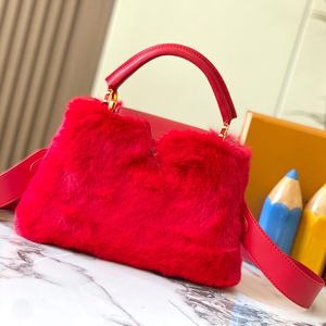 7A Luxus-Einkaufstaschen, Designer-Qualität, die Tragetaschen, neue Luxus-Nerzhaar-Capucines-Damenhandtaschen, echtes Leder, modische Umhängetaschen mit Kordelzug