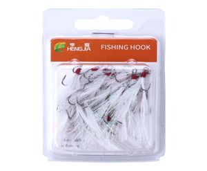 20PCBOX Högkolstål Treble Fishhooks With Feather 4 6 8 10 Crank VMC Hooks Fishing Lure Hook Fiske Tackle1082100