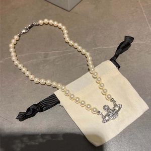 Designer Classic Saturn Pearl High End Trendy Jewelry Women's Necklace Clavicular Chain