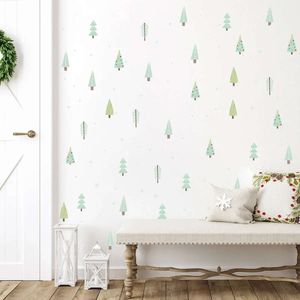 6 pçs novo estilo dos desenhos animados árvore verde adesivos de parede para sala de estar sala de aula decoração de parede adesivo