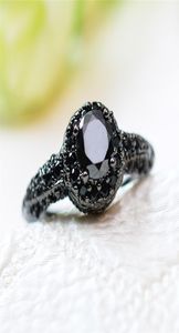 Vintage Black Round Zircon Engagement Rings For Women Men Antique Black Gold Jewelry Male Female Wedding Ring Crystal Jewelry4938238