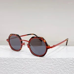 Sunglasses Vintage Tortoise For Male Classic Street Fashion Patchwork Sun Glasses Men Hand Craft Polygonal Alloy Solar