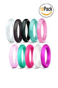 10st Silicone Wedding Ring for Women Thin and Stackable Drable Rubber Safe Band för Love Par Souvenir Outdoor Active Exer7153080