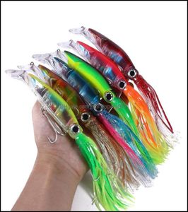 Baits Lures Fishing Sports Outdoors 6Pcs Hard Lure Fish Bait 40G 6 Color Squid High Carbon Steel Hook Octopus Crank For Artificial2372994