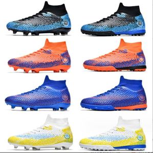 Autumn New Football Shoes Youth High Top TF/Ag Professional Football Footwear Lätt non Slip Football Sneakers