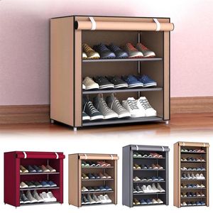Multi Tiers Dust Proof Portable Steel Stackable Storage Icke-Woven Fabric Shoe Stativs Organizer Closet Home Holder Shelf Cabinet 20233J