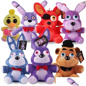 Animais de pelúcia cinco noites no Freddys Fnaf Brinquedo 18cm Freddy Fazbear Bear Bonnie Chica Foxy Soft Toys Boneca Presentes para crianças Dro Dhvu6