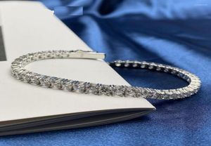 Link pulseiras real moissanite pulseira para mulher ss925 prata esterlina 4mm diamantes pulseiras correntes com gra cericate fino jewe6300318