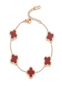 Charm Armbänder vier Blattklee Armband Mode Schmuck für Frauen Teen Mädchen mit 18K Roségold einstellbar niedlich glückliche Chri9922378