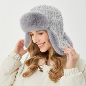 Chapéus de caça faux coelho peles bombardeiro chapéu homem mulher rússia ushanka earflap winter ski snow baps gorras invierno mujer 231213