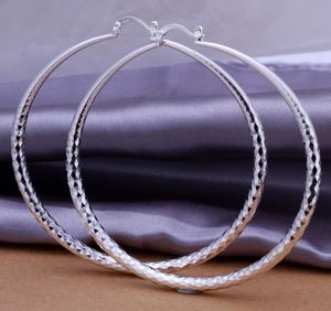 S 925 Silver Elegant Round Large Size Women Hoop örhängen mode kostym smycken stor trendig örhänge för kvinnor3717090
