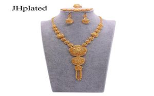 African Dubai 24K Gold Plated Filled Bridal Jewelry Sets Wedding Gifts Jewellery Necklace Earrings Ring Bracelet Set For Women 6391392