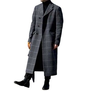 Lã masculina mistura lã masculina trench coat jaqueta longa outwear formal trabalho de escritório casual peacoat