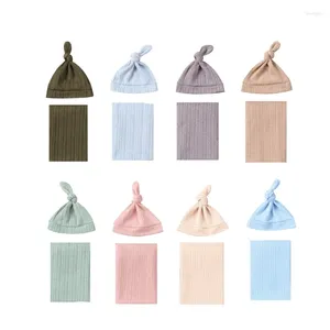 Blankets Two-piece Born Baby Swaddle Blanket Hat Breathable Infant Wrap Cloth