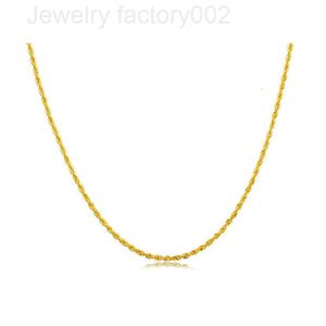 18k Real Solid Twisted Link Rope Gold Choker Choker Halsband för kvinnliga smycken