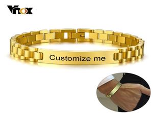 Vnox Gold Tone Stainless Steel Mens ID Bracelets Engraving Laser Name Date Customize Gift Y2001073003113