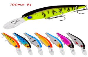 100mm 9g minnow kancası sert yemler 6 tiz kancalar 8 renk karışık plastik balıkçı dişlisi 8 adet lot whb243300349