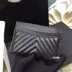 Ausgezeichnete Qualität, schwarzer Kaviar-V-Kartenhalter, 2016, Original-Lammfell-Kartenhalter, 100 % echtes Leder, Mini-V-Lattice-Kreditkarte, ho278w