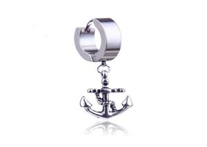 Baumeln Kronleuchter Edelstahl Punk Ohrringe Für Männer Schiff Anker Silber Farbe Piercing Ohr Stud Drop Mode Schmuck 1pcs8067131