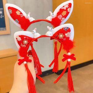 Hårtillbehör Hoop Chinese Year Headwear Style Red Bow Hairband Tassel Baby Hanfu