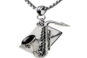 Musikinstrument Saxophon Anhänger Halskette Edelstahl Hip Hop Titan Perlenkette Schmuck Halsketten7254377